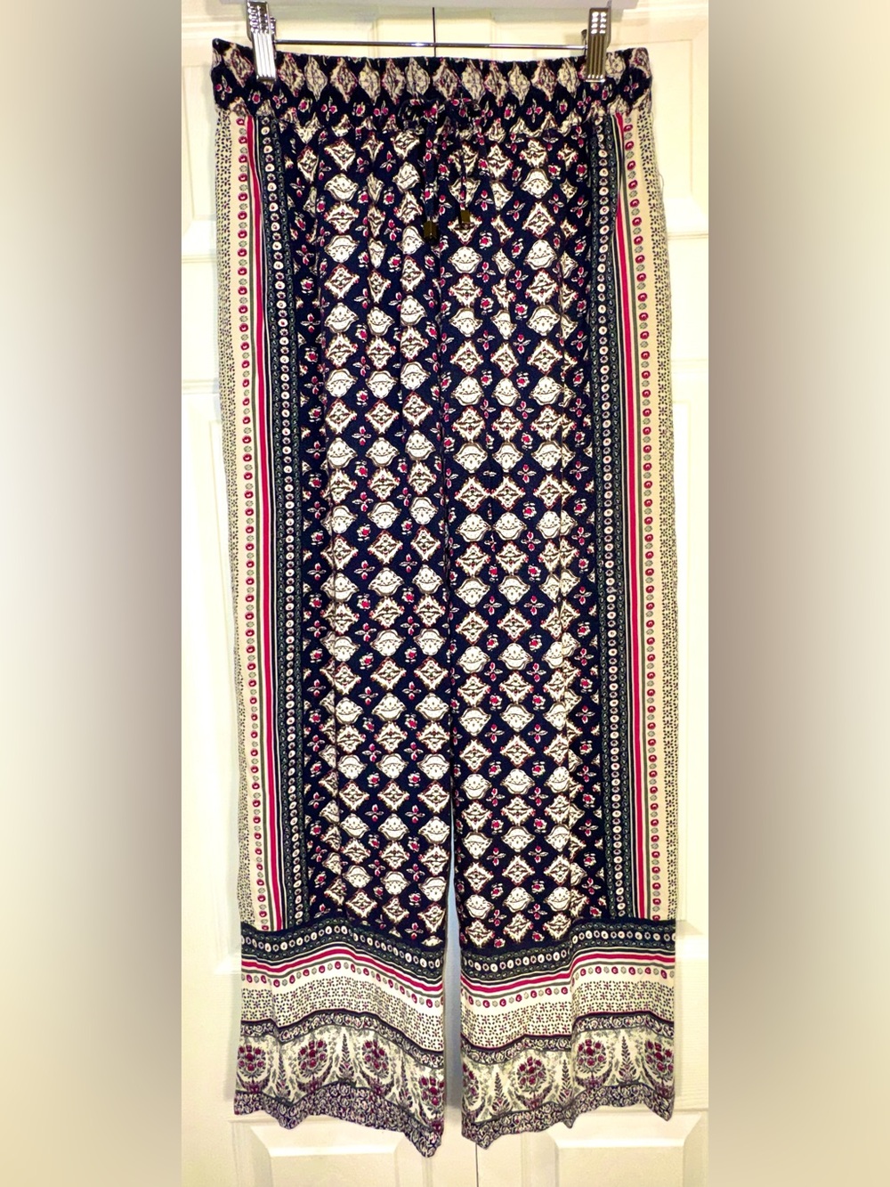 Lucy & Laurel Printed Wide Leg Pull On Crop Pants Women's Size M